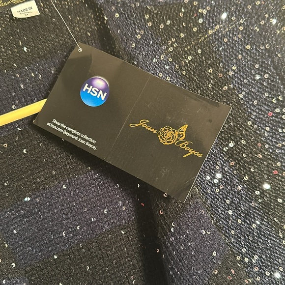 Joan Boyce Cardigan Blue/Black Stripe with Sequins Medium NWT - Picture 3 of 10